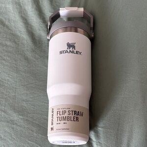 Stanley White Flip Straw Tumbler with Silver Accent